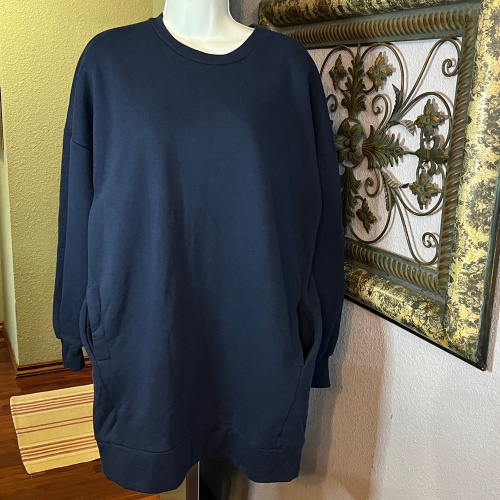 EUC Zenana Navy Sweatshirt Mini Dress Sz S
